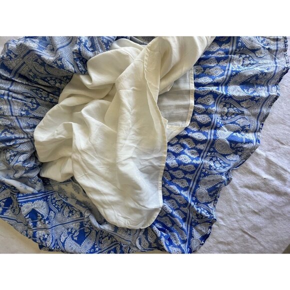 LuLus blue&white lined halter short dress cut outs in back rayon fabric sz M fes - Picture 6 of 10